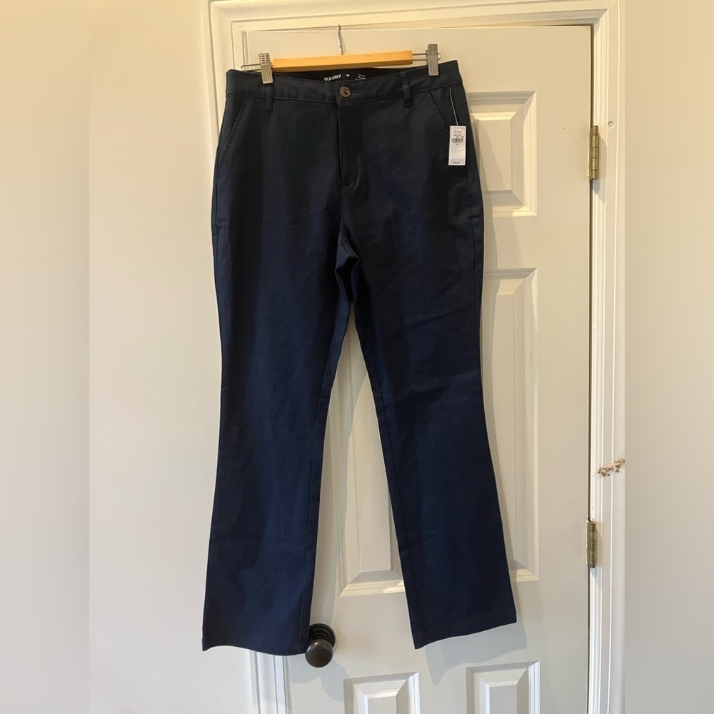 NWT Old Navy High-Rise Navy Blue Flare Pants Adjustable waist (10) - Picture 4 of 8
